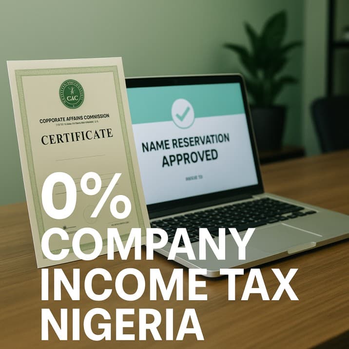 Nigerian entrepreneur reviewing documents about 0% Company Income Tax Nigeria and LTD registration benefits for 2026.